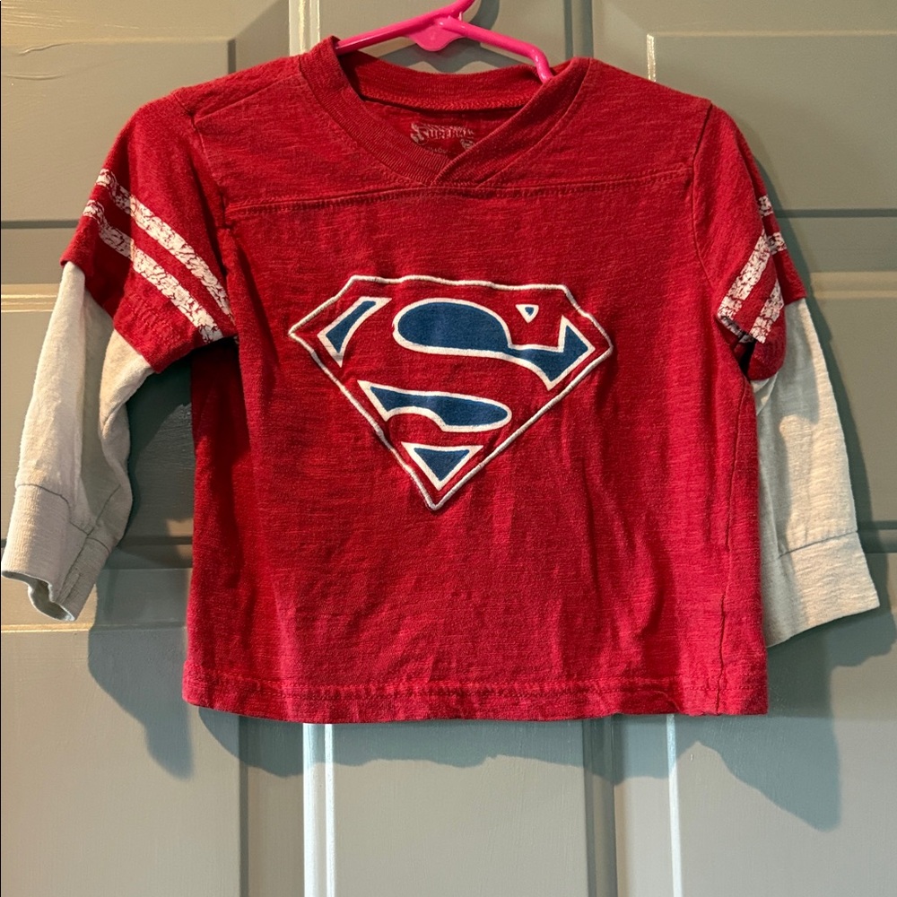 Red and white Superman Long Sleeve Tee